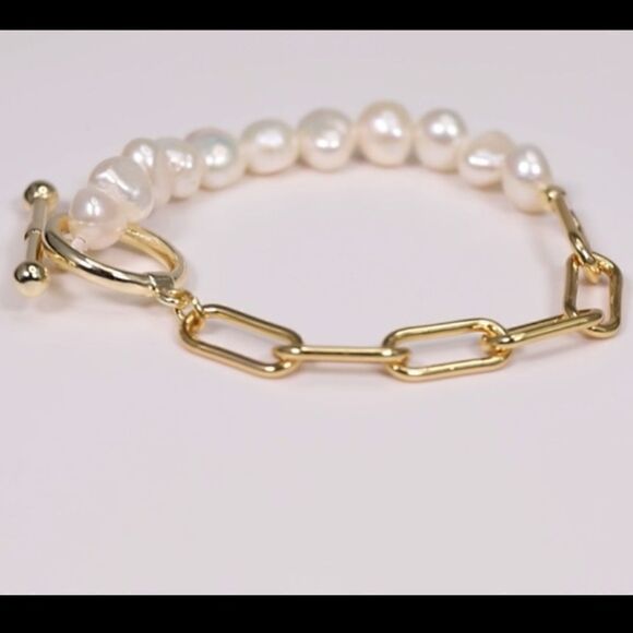 NEW Pearl Bracelet Baroque Culture Link Chain Bracelet - Picture 7 of 11
